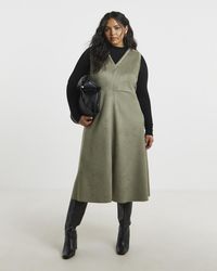 Simply Be - Suedette Pinafore Dress - Lyst