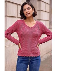 Roman - Roman Scallop V-Neck Knit Jumper - Lyst