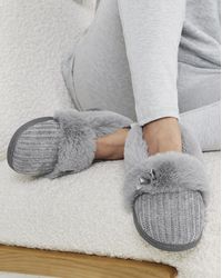JD Williams - Fur Trim Full Slipper Ex Wide - Lyst