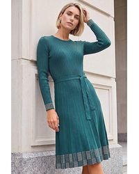 Roman - Roman Stretch Knit Border Print Dress - Lyst