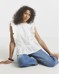 Simply Be - Broderie Ruffle Blouse - Lyst