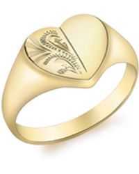 iJewel - 9Ct Half-Engraved Heart Signet Ring - Lyst