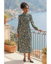 Roman - Roman Speckled Print Shirred Midi Dress - Lyst