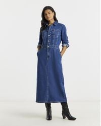 Simply Be - Button Midiaxi Denim Dress - Lyst