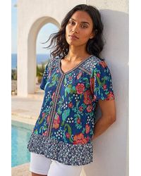 Roman - Roman Floral Print Trim Detail Top - Lyst