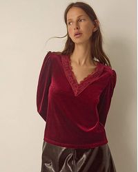 Monsoon - Lexi Lace Trim Velvet Top - Lyst
