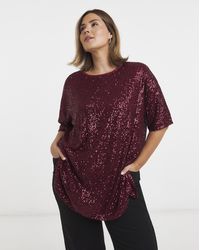 Simply Be - Linear Sequin Oversized T-Shirt - Lyst
