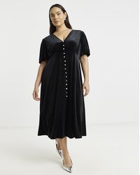Simply Be - Velour Button Through Midaxi Dress - Lyst