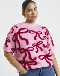 Simply Be - Tinsel Bow Short Sleeve Jumper - Lyst