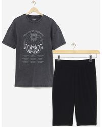 Simply Be - Band Tee And Cycling Short Lounge Set - Lyst