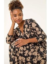 Roman - Roman Abstract Floral Wrap Midi Dress - Lyst