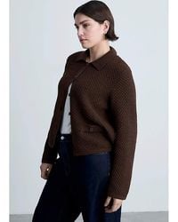 Mango - Polo Neck Knitted Choco Jacket - Lyst