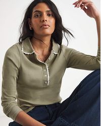 Simply Be - Contrast Scallop Trim Polo Top - Lyst