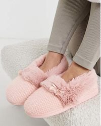JD Williams - Fur Trim Full Slipper Ex Wide - Lyst