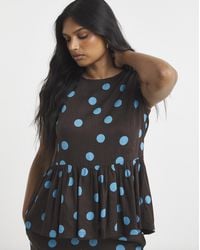 Simply Be - Chocolate Spot Peplum Top - Lyst