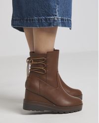 Simply Be - Lace Back Wedge Ankle Boots Ex Wide - Lyst