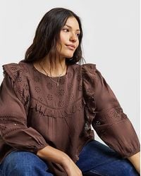 Simply Be - Broderie Yoke Blouse - Lyst