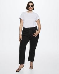 Mango - High-Waist Cropped Straight Jeans - Lyst