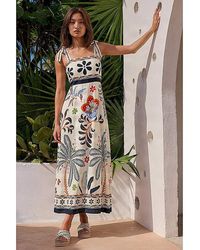Roman - Roman Floral Palm Strappy Midi Dress - Lyst
