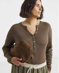 Simply Be - V Neck Ribbed Henley Top - Lyst
