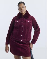 Simply Be - Faux Fur Collar Cord Jacket - Lyst