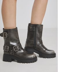 Simply Be - Chunky Buckle Ankle Biker Boot Wide - Lyst