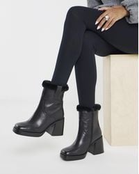 Simply Be - Leather Fur Lined Platform Boot Wide - Lyst