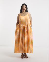 Simply Be - Gingham Waist Detail Midi Dress - Lyst