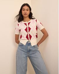 Nobody's Child - Nobodys Child Argyle Short Sleeve Cardi - Lyst