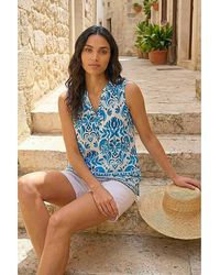 Roman - Roman Floral Border Print V-Neck Top - Lyst