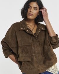 Simply Be - Funnel Neck Suedette Jacket - Lyst
