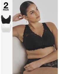 Pretty Secrets - 2 Pack Zip Front Lace Trim Comfort Bras - Lyst
