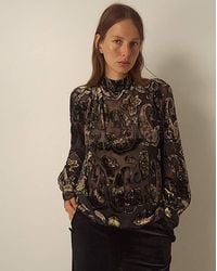 Monsoon - Jaz High Neck Paisley Devore Top - Lyst