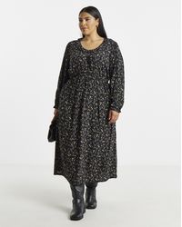 Simply Be - Frill Neck Detail Midi Dress - Lyst