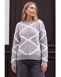 Roman - Roman Fluffy Diamond Print Knit Jumper - Lyst