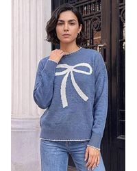Roman - Roman Contrast Stitch Bow Knit Jumper - Lyst