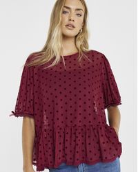 Simply Be - Lace Mesh Puff Sleeve Top - Lyst
