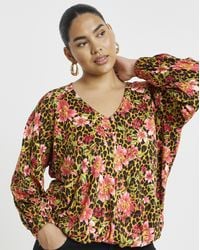 Simply Be - V-Neck Print Ls Bubble - Lyst