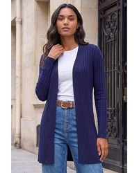Roman - Roman Longline Stretch Ribbed Cardigan - Lyst