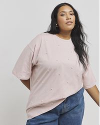 Simply Be - Pearl Embellished T-Shirt - Lyst
