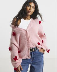 Simply Be - Chunky Knit 3D Bow Cardigan - Lyst
