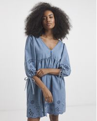 Simply Be - Sbe Cutwork Denim Mini Dress - Lyst