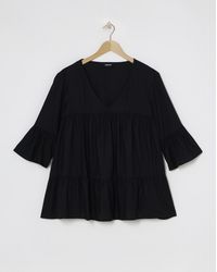 Simply Be - Viscose V Neck Smock Blouse - Lyst