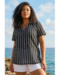 Roman Curve - Stripe Collared Knit Top - Lyst