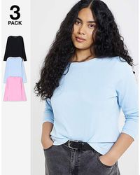 Simply Be - 3 Pack Long Sleeve Rib Tops - Lyst