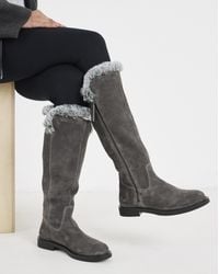 JD Williams - Fur Lined Flat Knee Boots Ex Wide - Lyst