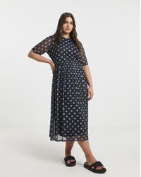 Simply Be - Printed Mesh Midi Dress - Lyst