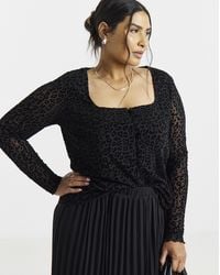 Simply Be - Leopard Flock Mesh Top - Lyst