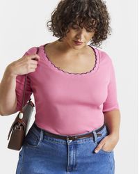 Simply Be - Contrast Scallop Scoop Neck - Lyst