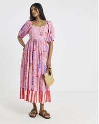 Simply Be - Sardine Print Linen Midi Dress - Lyst